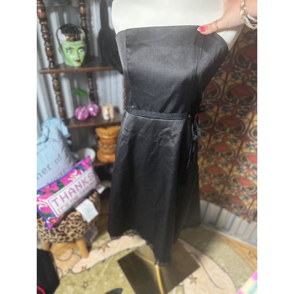 RAG Strapless Black Dress Fit and Flare Lace Trim Party Cocktail‎